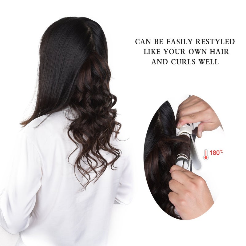 Winsky 14" Clip in Hair Extensions Remy Human Hair for Women - Silky Straight Human Hair Clip in Extensions 50grams 4pieces Dark Brown #2 Color - Image 3